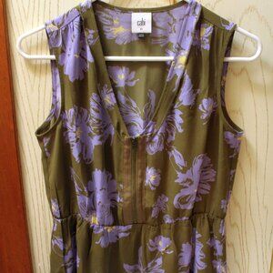 Cabi Women's Sleeveless Blouse - Purple & Green - Size XS